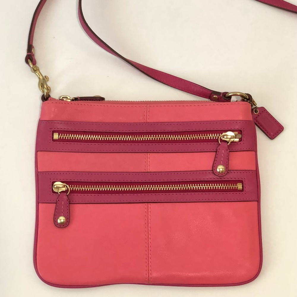 Coach Leather Coral Pink Crossbody Bag